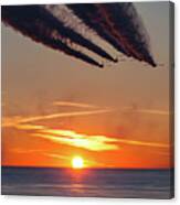 Blue Angels Flying Over The Sunset Canvas Print