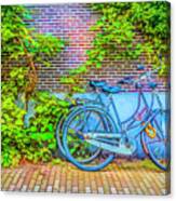 Blue Bicycles On The Sidewalk Canvas Print