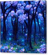 Blue Cherry Blossom Landscape Canvas Print
