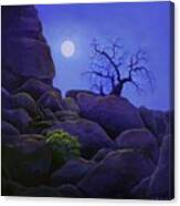 Ghost Tree In Blue Desert Moon Canvas Print