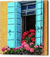 Blue Flower Window Of Romantic Venice Canvas Print
