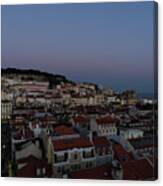 Blue Hour With A Hint Of Pink Over Lisbon Portugal Canvas Print