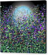 Blue Moon And Flower Meadow Canvas Print