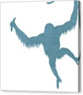 Blue Orangutan Silhouette - Scandinavian Nursery Decor - Animal Friends - For Kids Room - Minimal Canvas Print