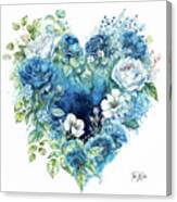 Blue Rose Heart Canvas Print