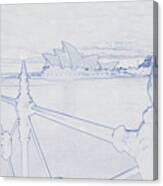 Blueprint Drawing Of Circular Quay, Sydney, Australia Canvas Print