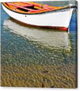 Boat Anchored In Mykonos, Greece Canvas Print
