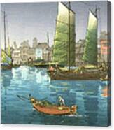 Boats On Akashi Bay Canvas Print