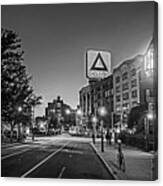 Boston Ma Kenmore Square Commonwealth Ave Citgo Sign At Sunset Black And White Canvas Print