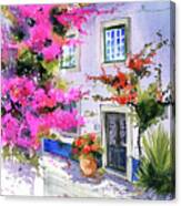 Bougainvilleas Of Obidos Portugal Painting Canvas Print