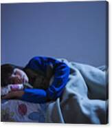 Boy (8-10) Sleeping In Bed Canvas Print