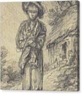 Boy Standing By A Cottage Canvas Print