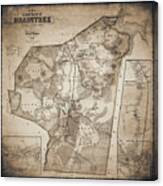 Braintree Norfolk County Massachusetts Vintage Map 1856 Sepia Canvas Print