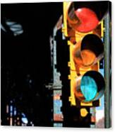 Broadway Traffic Signal Under Manhattan Valley 1 Train Viaduct Canvas Print