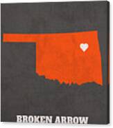 Broken Arrow Oklahoma City Map Founded 1902 Oklahoma State University Color Palette Canvas Print