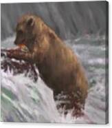 Brooks Falls Brown Bear Canvas Print