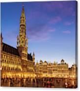 Brussels Grand Place At Night Canvas Print