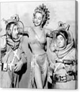 Bud Abbott, Lou Costello And Mari Blanchard In Abbott And Costello Go To Mars -1953-. Canvas Print