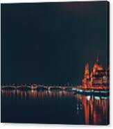 Budapest Parliament At Night Canvas Print