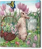 Bunny In Spring Garden Canvas Print