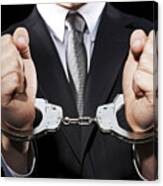 Businessman Hand Cuffed (mid Section) Canvas Print