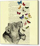 Butterflies Lioness Book Page Art Print Canvas Print