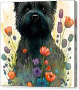 Cairn Terrier In A Flower Field 6 Canvas Print