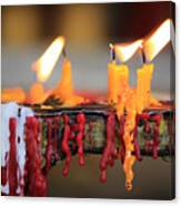 Candles In Wat Si Muang In Vientiane Laos. Canvas Print