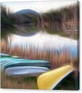 Canoes At Mirror Lake Nc Painterly Canvas Print