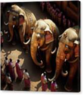 Caparisoned Elephants At Hindu Temple Festiva - #ayearforart Canvas Print