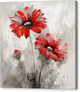 Captivating Red Flower On Graphite Gray Canvas Print