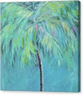 Caribbean Blue Palm Tree Painting Canvas Print