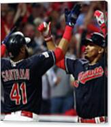 Carlos Santana And Francisco Lindor Canvas Print