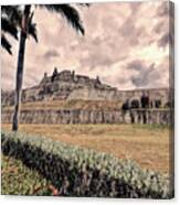 Castillo San Felipe Cartagena In Charcoal Canvas Print