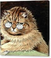 Cat At Work With Glasses Canvas Print