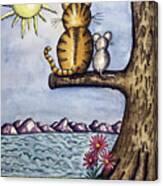 Cat Mouse Sun Canvas Print