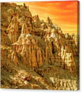 Cathedral Gorge With Firey Sunset Canvas Print