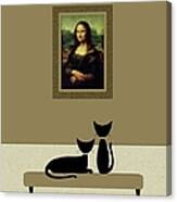 Cats Admire The Mona Lisa Canvas Print