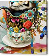 Cats In A Cup 2 Ginette In Wonderland  Decorative Art Canvas Print