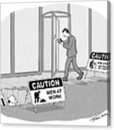 Caution Men At Work Canvas Print