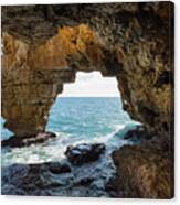 Cave On The Mediterranean Coast, Cova Del Arcs Canvas Print