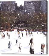 Central Park Skaters Color Canvas Print