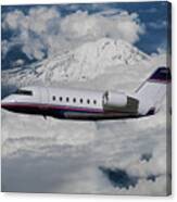 Challenger Jet Over Mt. Rainier Canvas Print