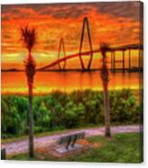 Charleston Sc Arthur Ravenel Jr. Bridge Resting Place Charleston Harbor Atlantic Ocean Seascape Art Canvas Print