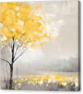 Cheerful Contrast - Yellow And Gray Watercolor Canvas Print