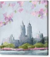Cherry Blossoms Central Park Reservoir Nyc Canvas Print