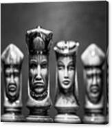 Chess Figures In Monochrome Canvas Print