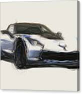 Chevrolet Corvette Carbon 65 Edition Car Drawing Canvas Print