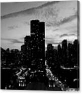 Chicago At Dusk Bw Canvas Print