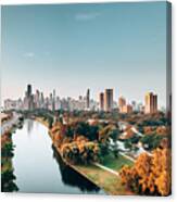 Chicago Skyline From The Park Canvas Print